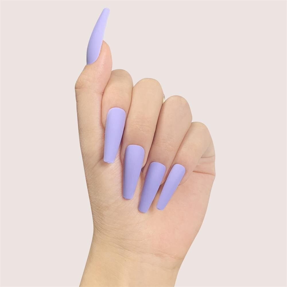 24Pcs Coffin/Ballerina Long press on nails - Glossy or matte