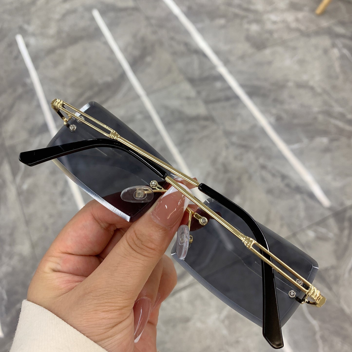 Old school trendy frameless sunglasses uv400