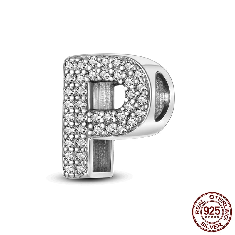 925 Sterling Silver letter bracelet charm