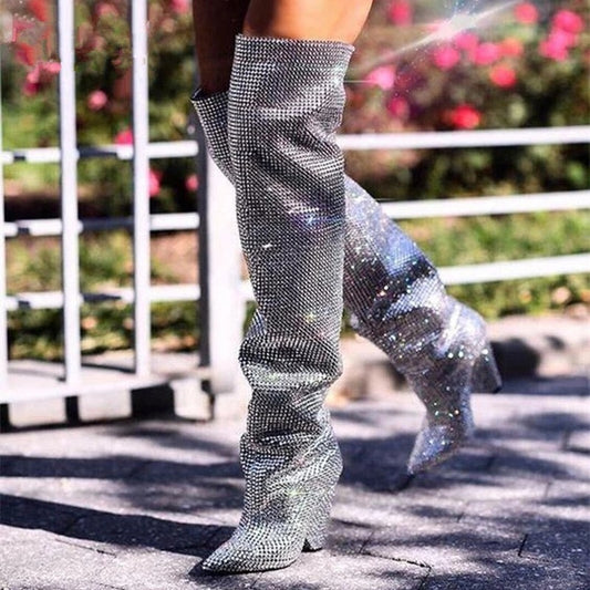 Zuri over the knee sparkly boots