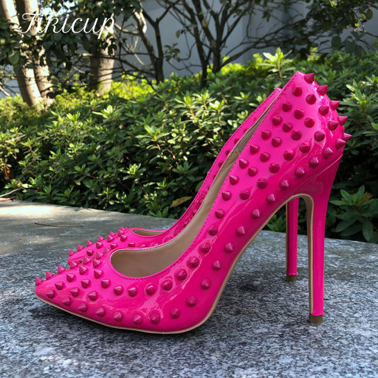 Luxury hot pink studded pumps