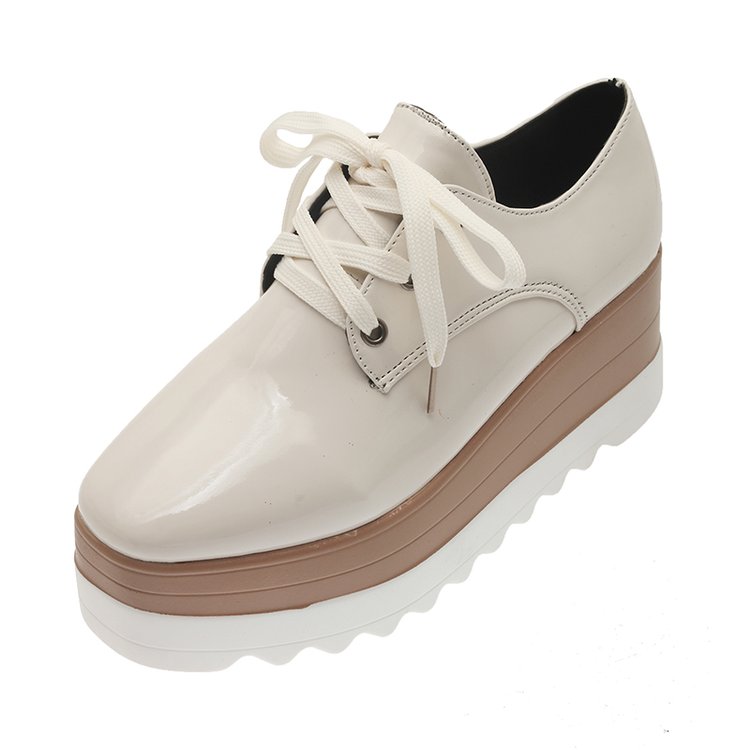 Pu patent leather platform casual shoes