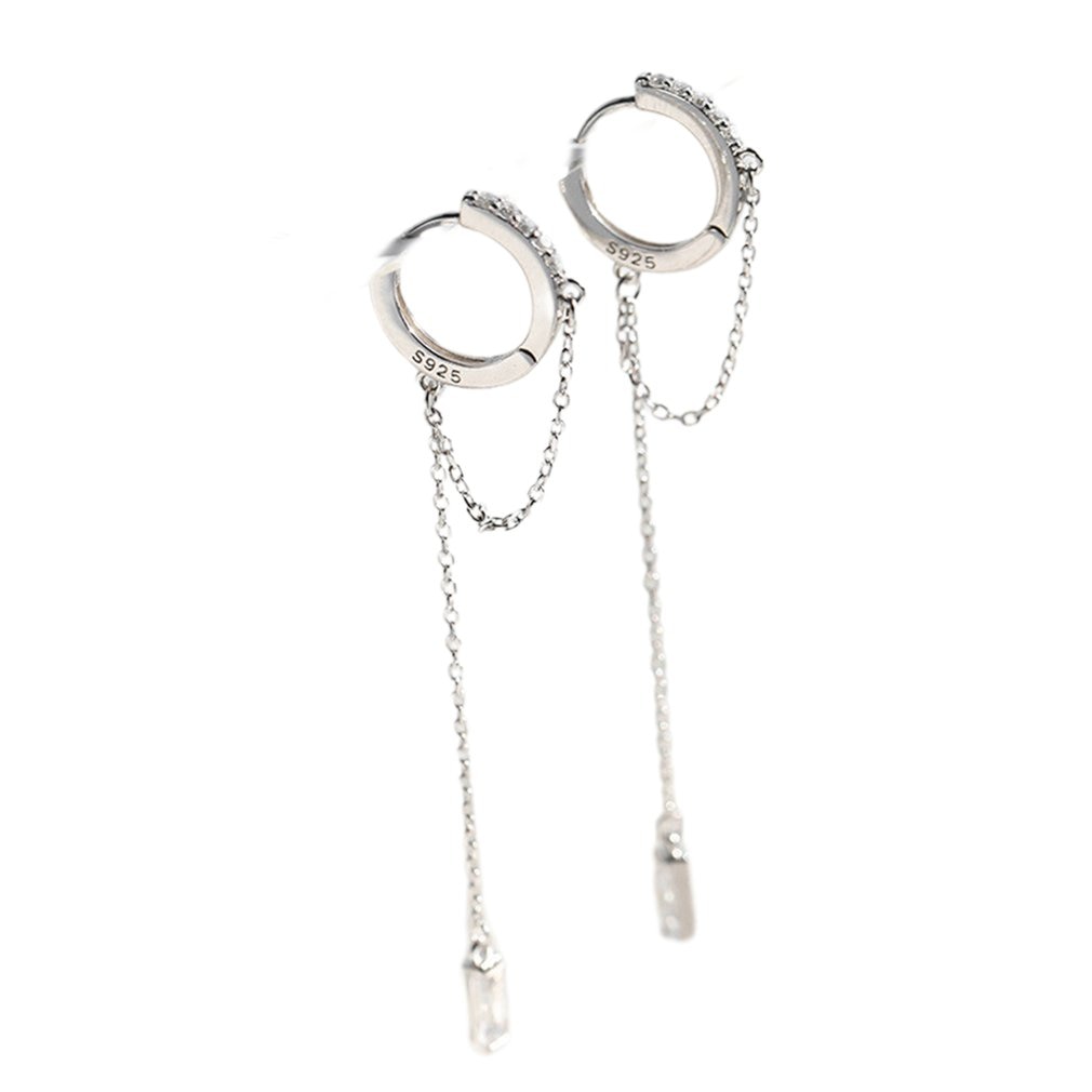 925 Sterling Silver Tassel Round Bead Long Drop Earring
