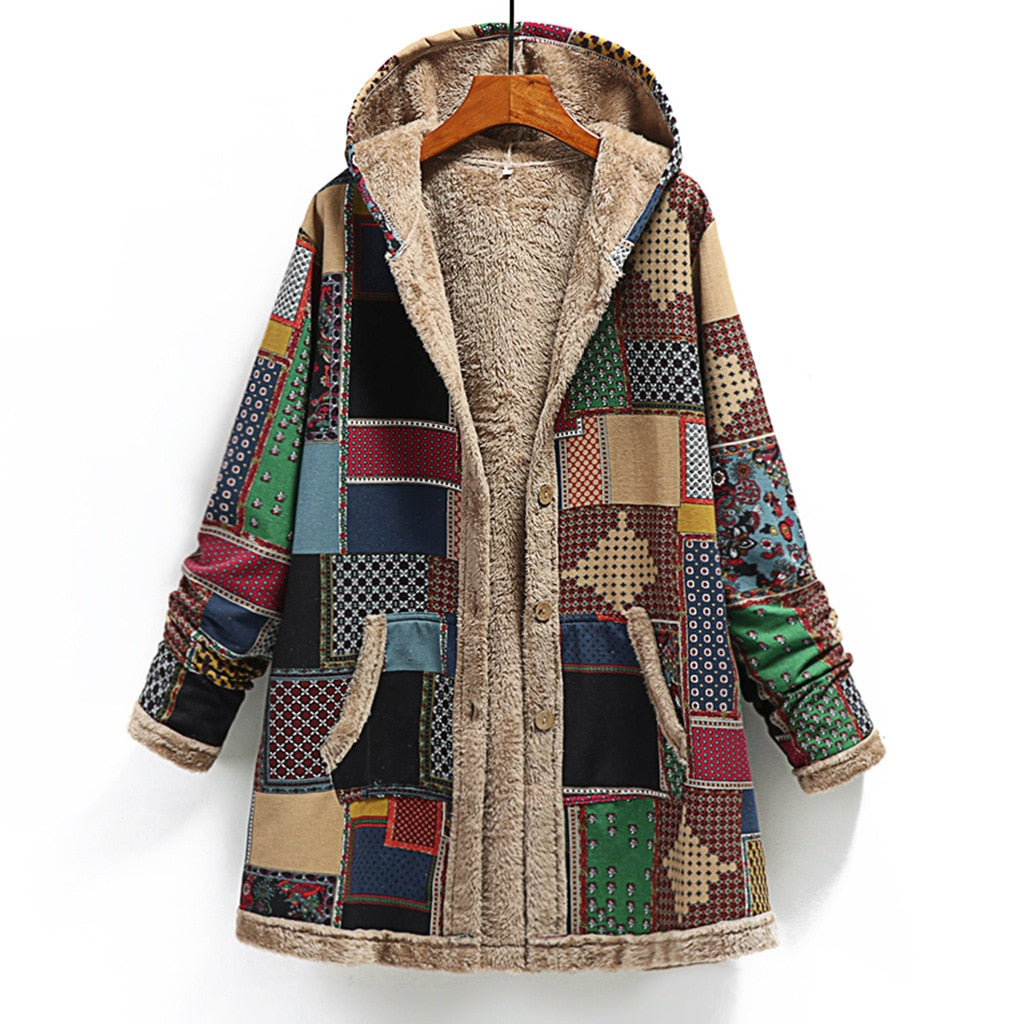 Fashion boho patchwork long coat