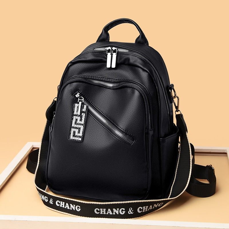 Casual PU leather backpack