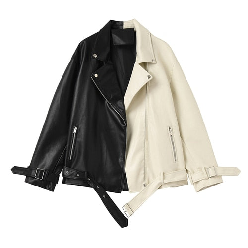 Yin yang soft PU leather jacket