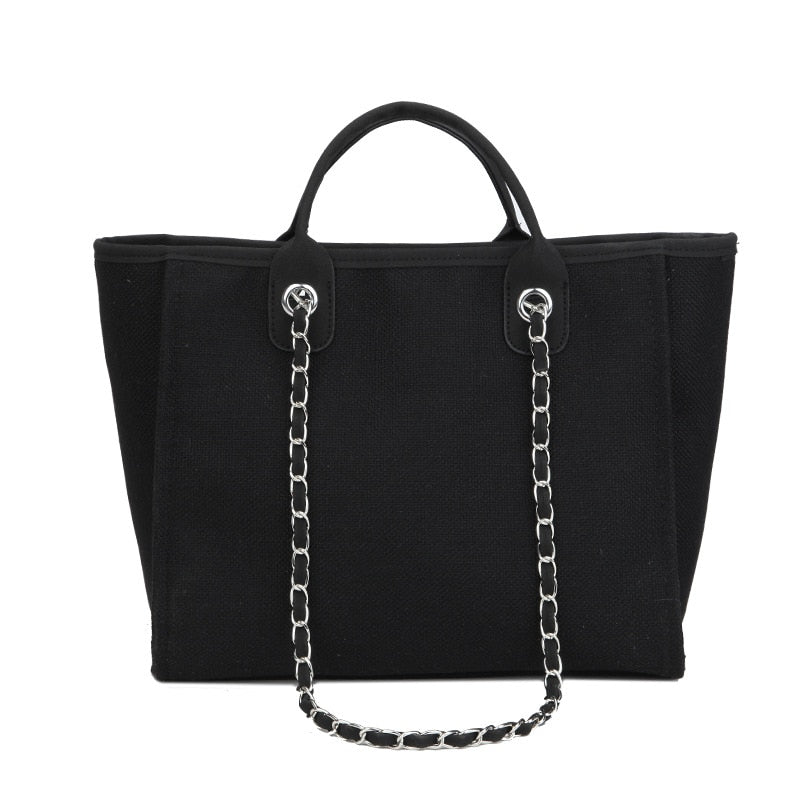 Casual large tote with chain design
