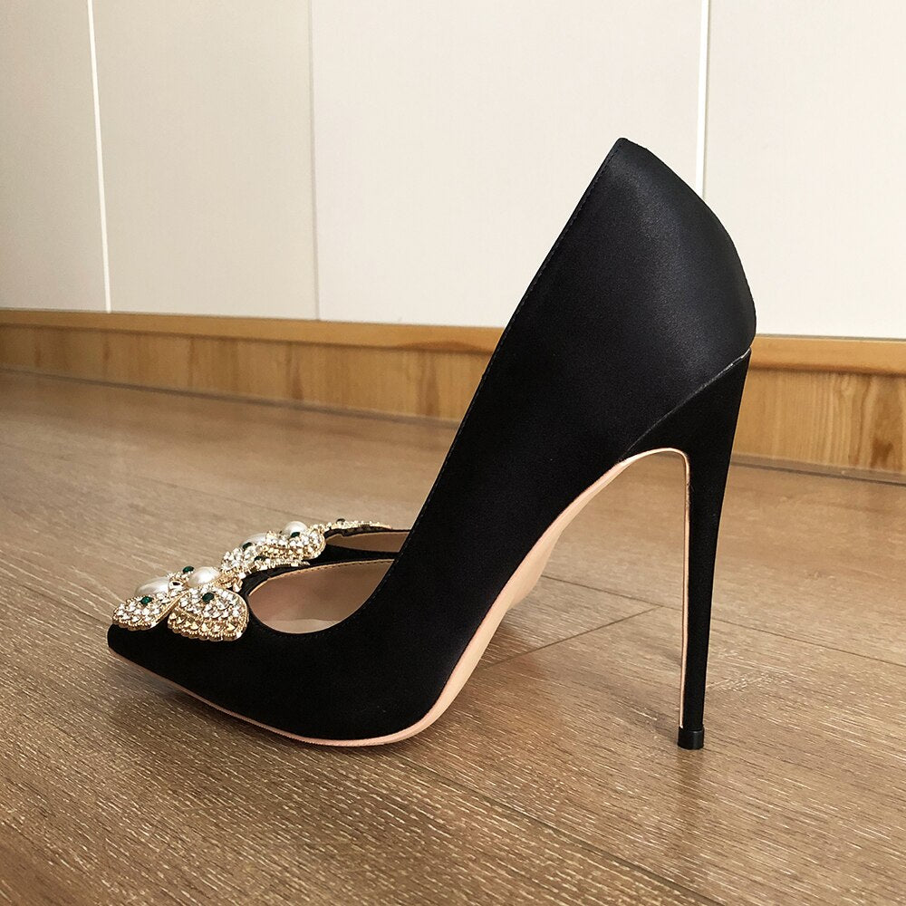 Luxury butterfly knot sequin pumps