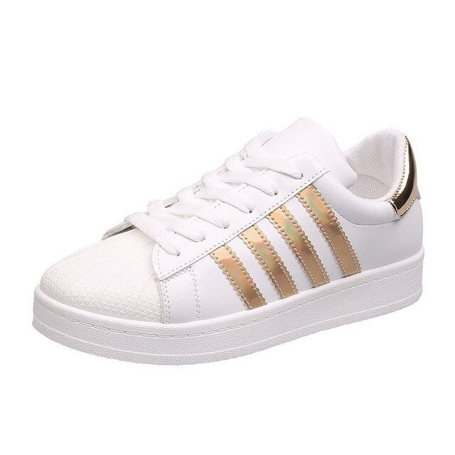 Summer Outdoor Sneakers White PU Leather
