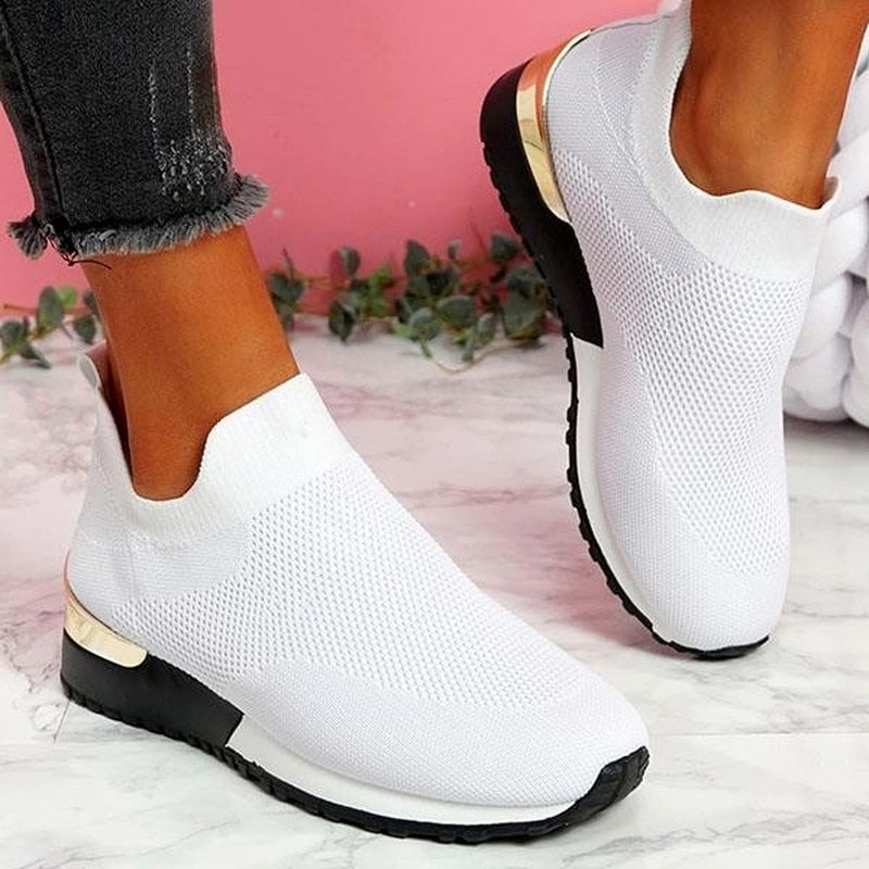 Slip on stretchy knit sneakers