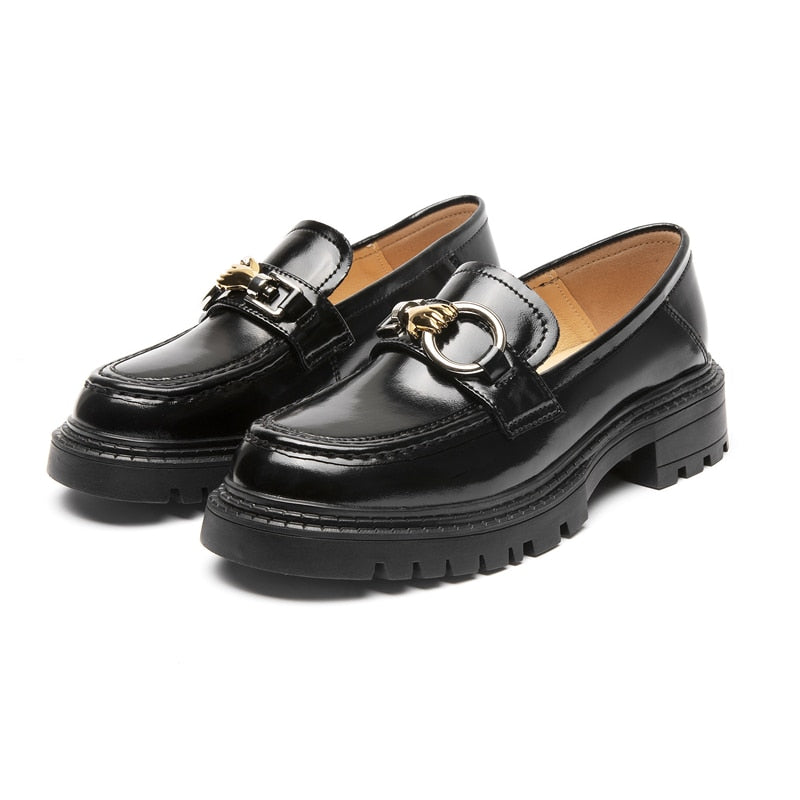 Genuine leather chunky loafers