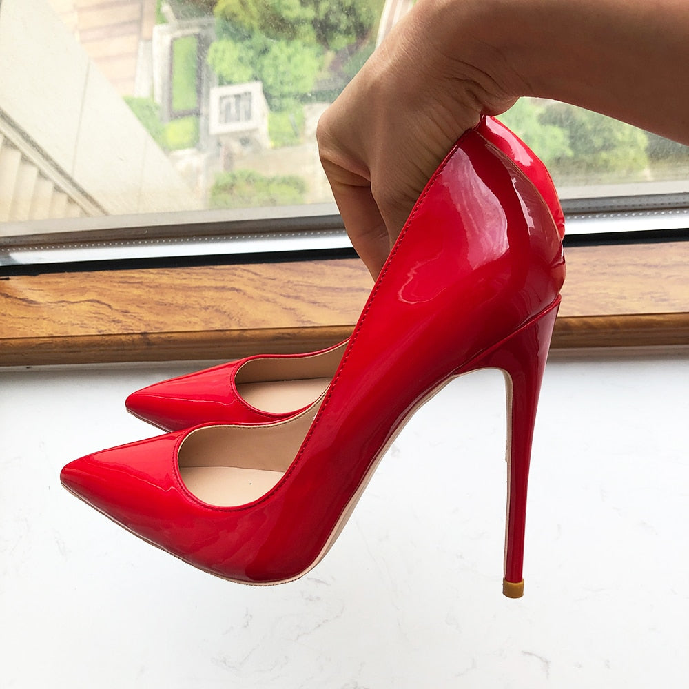 Luxury patent red pumps