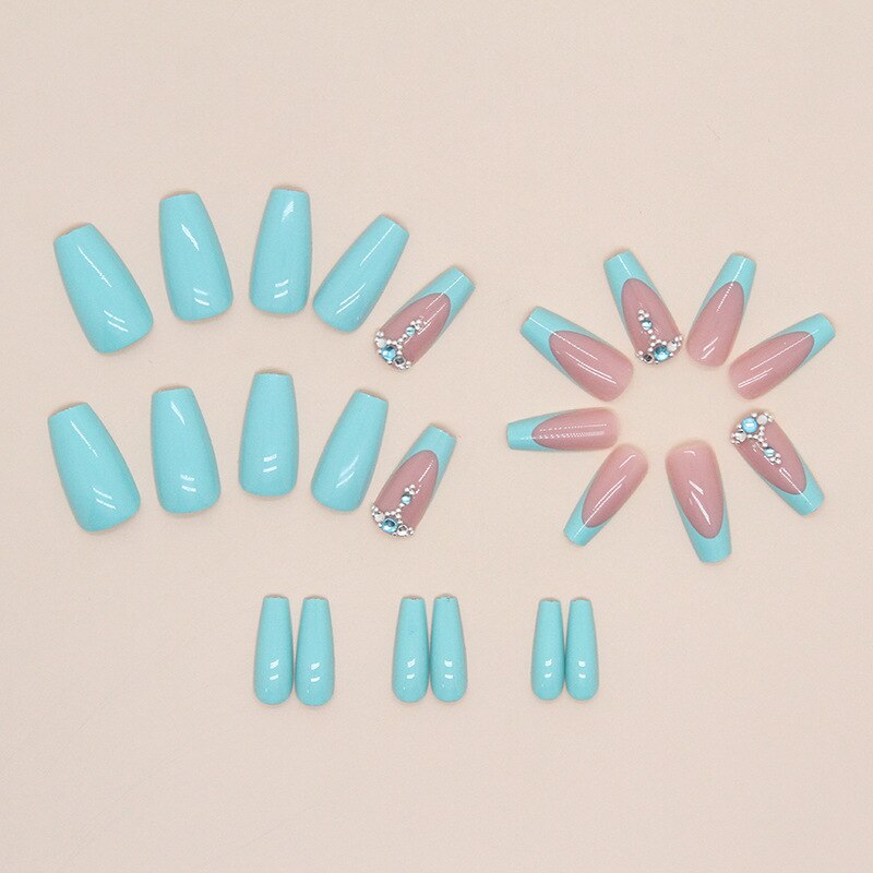 24pcs Long Ballet press on nails with glue - various designs