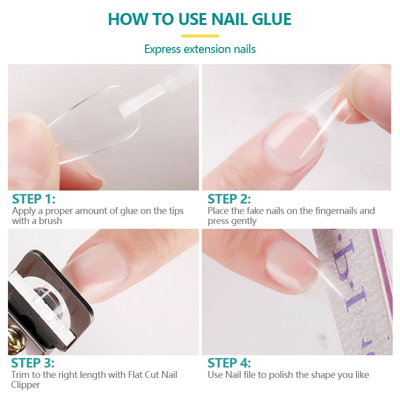 Fast dry nail glue with brush