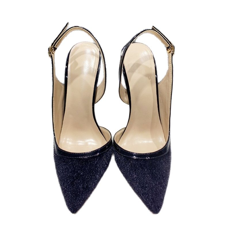 Faux pony hair sling back pumps