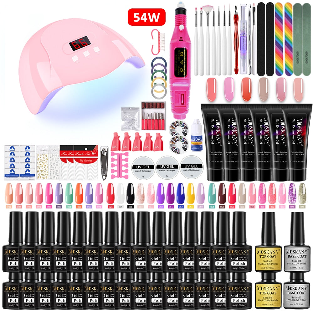 Gel nails set with UV Lamp - Professional beginner tools