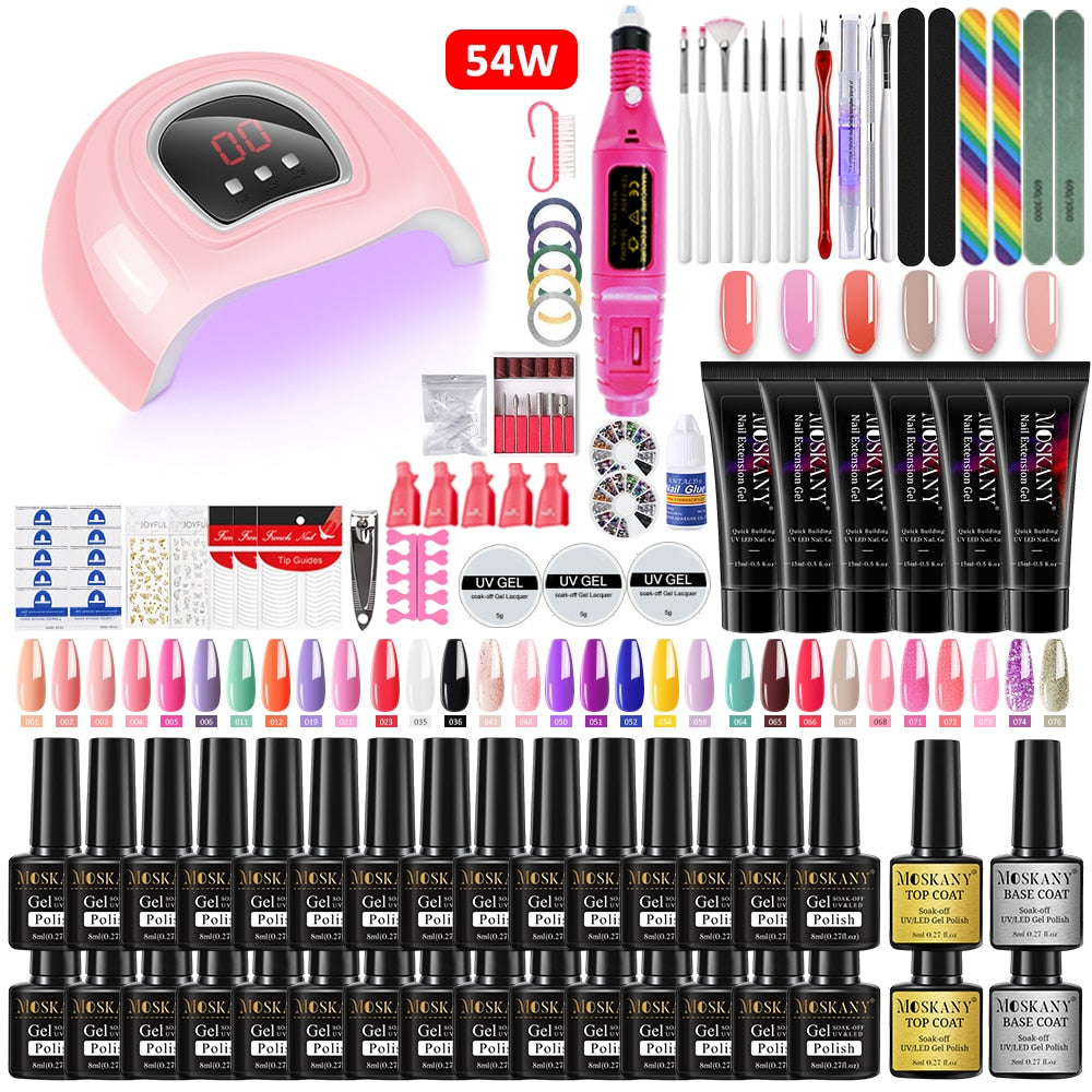Gel nails set with UV Lamp - Professional beginner tools