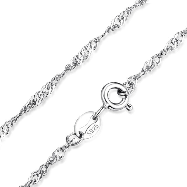 100% Genuine 925 Sterling Silver Necklace - Style C / 40cm