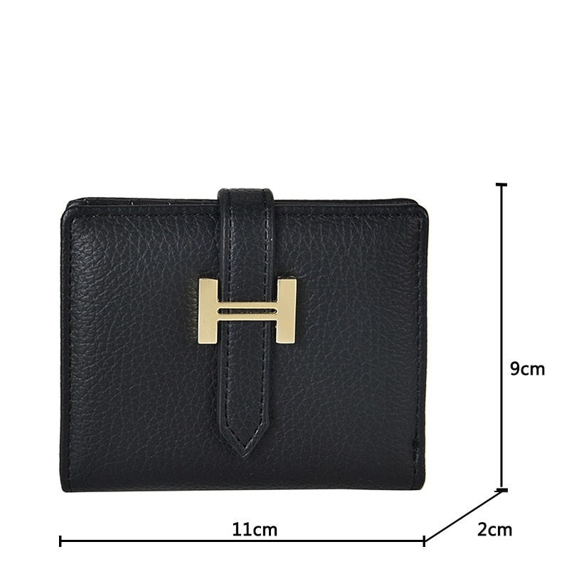 PU Leather gold buckle detail wallet