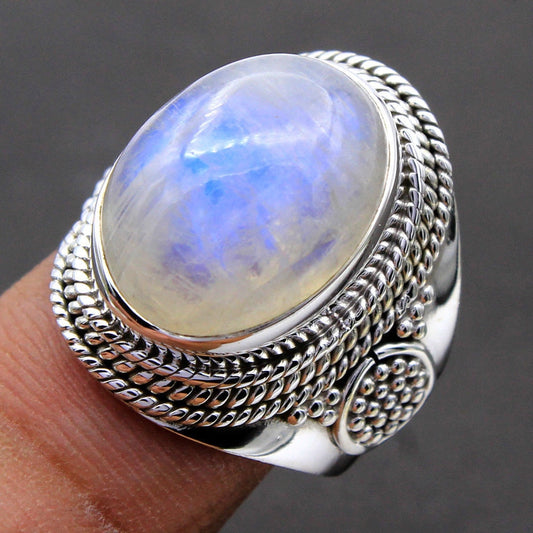 Natural Moonstone 925 sterling silver ring