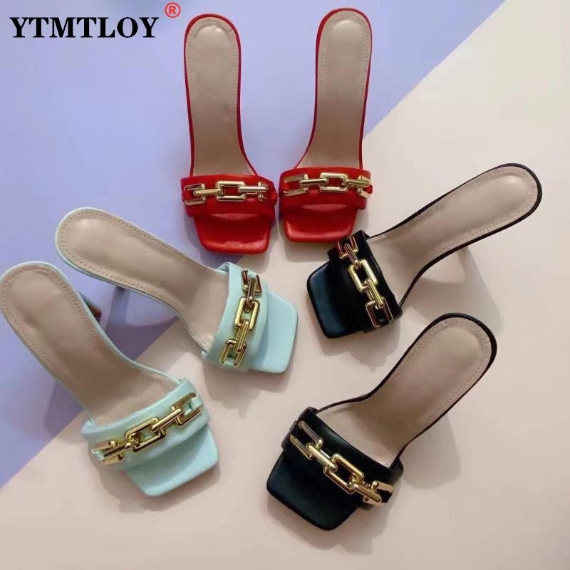 Lily chain strap slip on mules