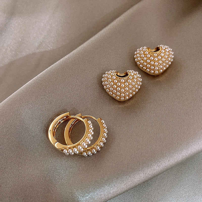 Heart pearl elegant earrings