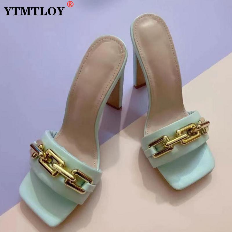 Lily chain strap slip on mules