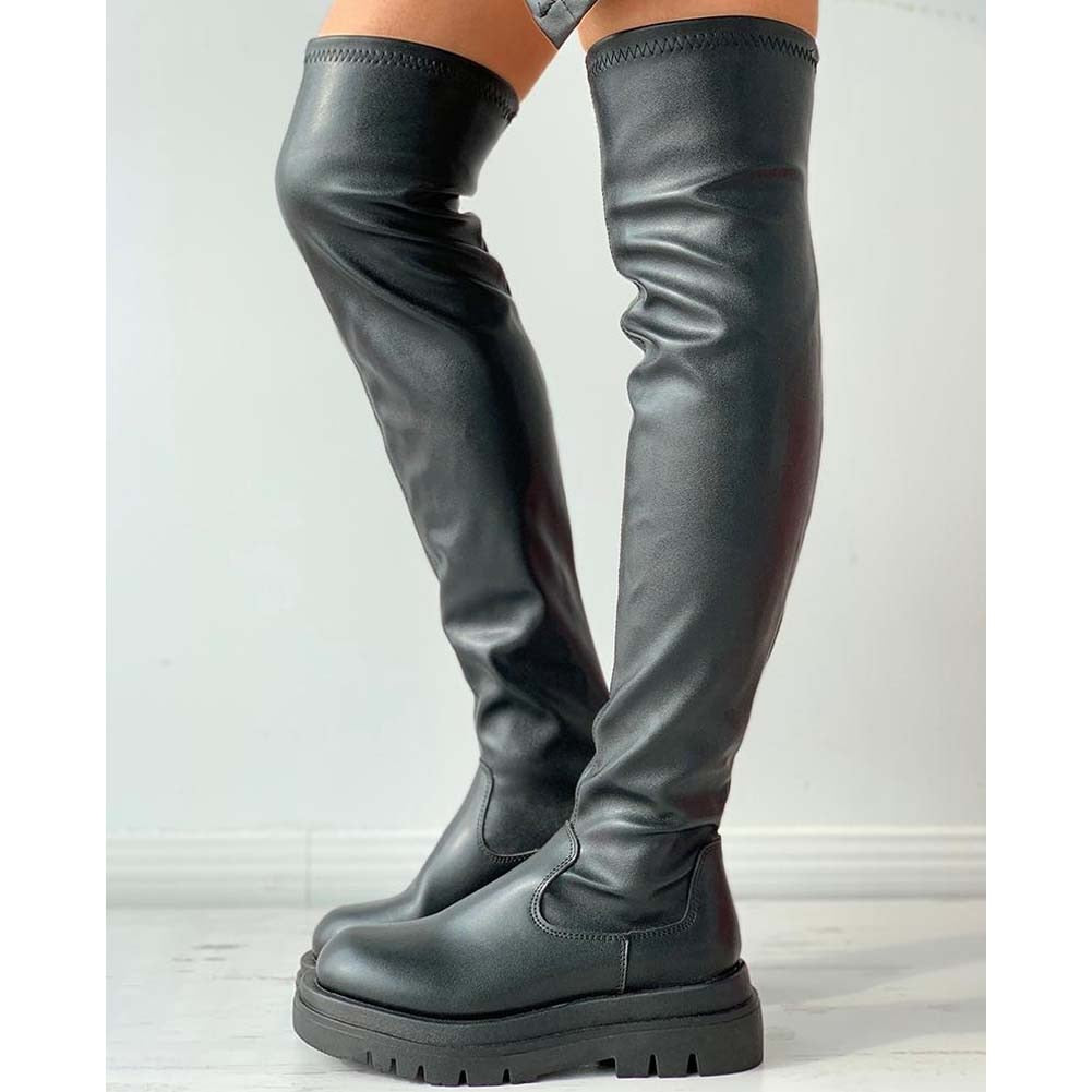 Daria thigh high PU chunky boots
