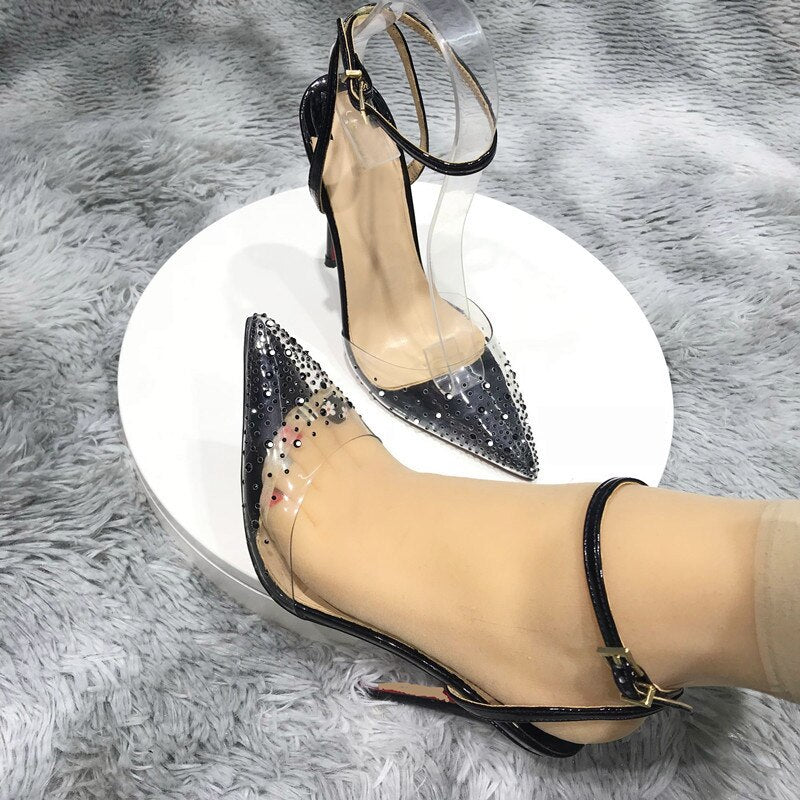 Luxury rhinestone transparent sandals