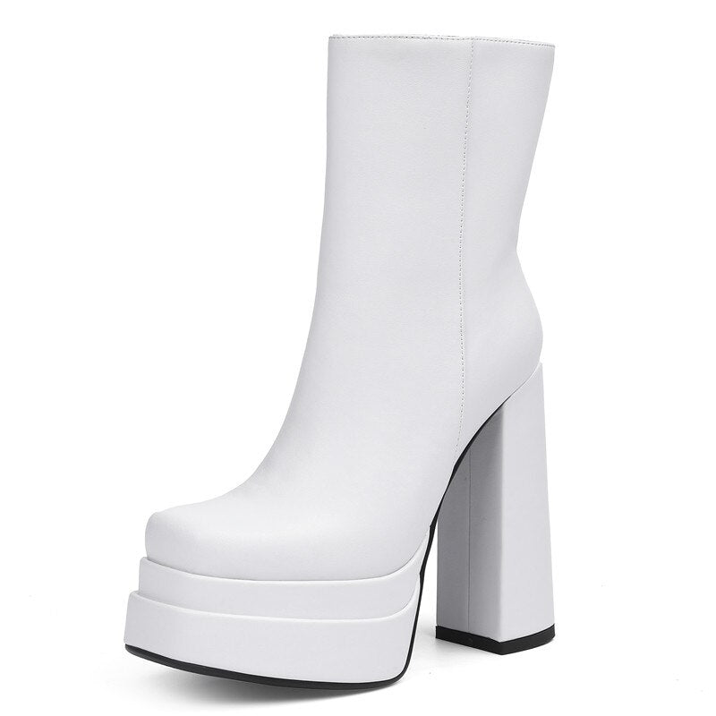 Zara Genuine leather chunky ankle boots