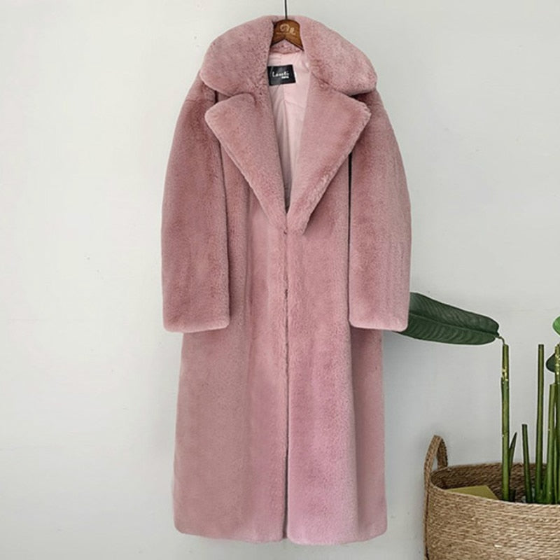 Fashion soft teddy long coat