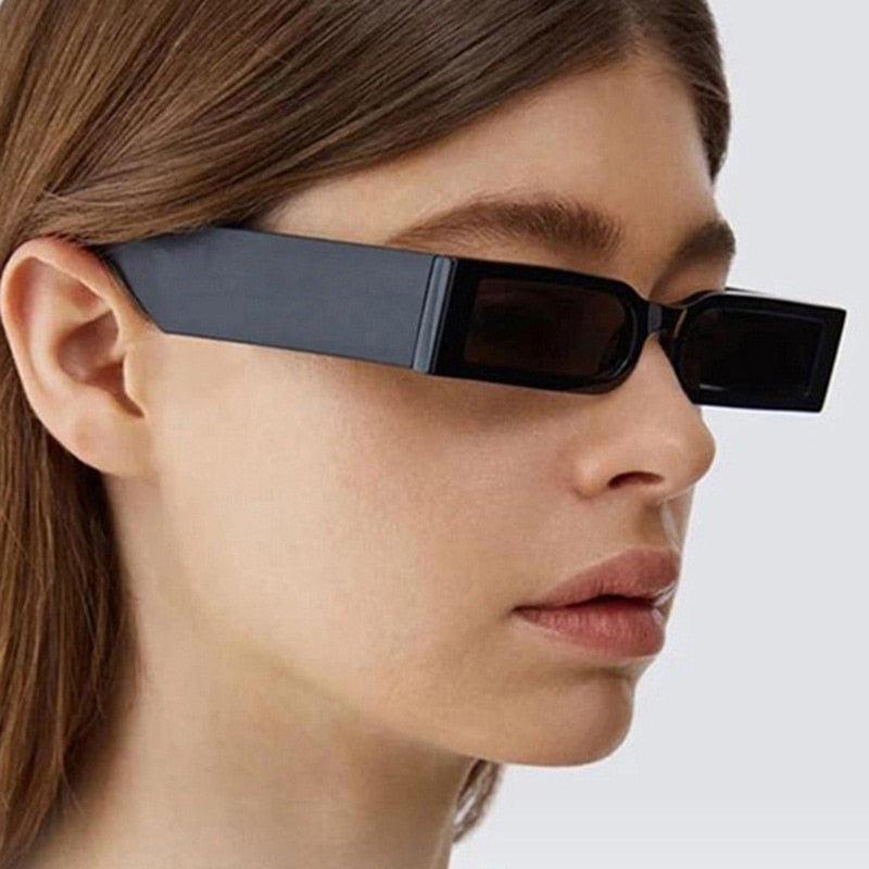 Vintage moda dikdörtgen çerçeveli güneş gözlüğü uv400