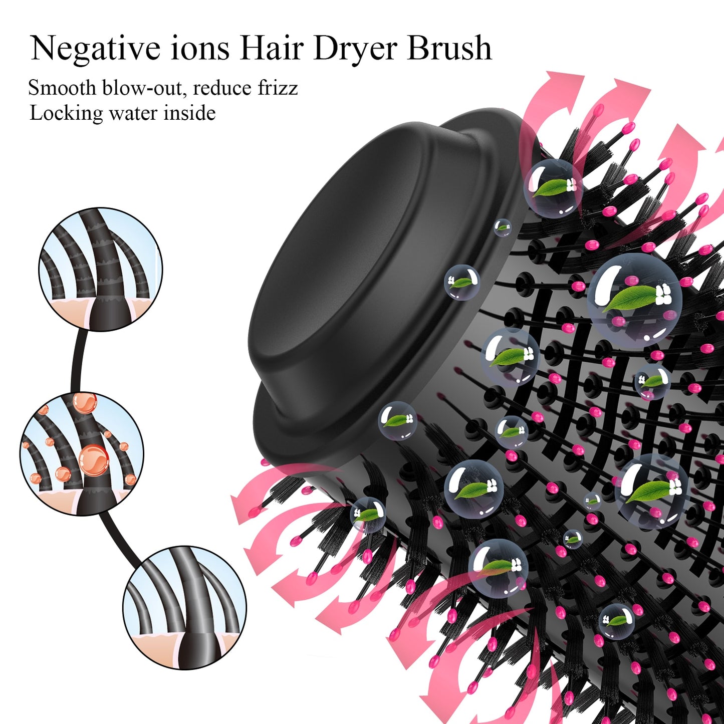 1000W Hair Dryer Hot Air Brush styler, volumizer and straightener