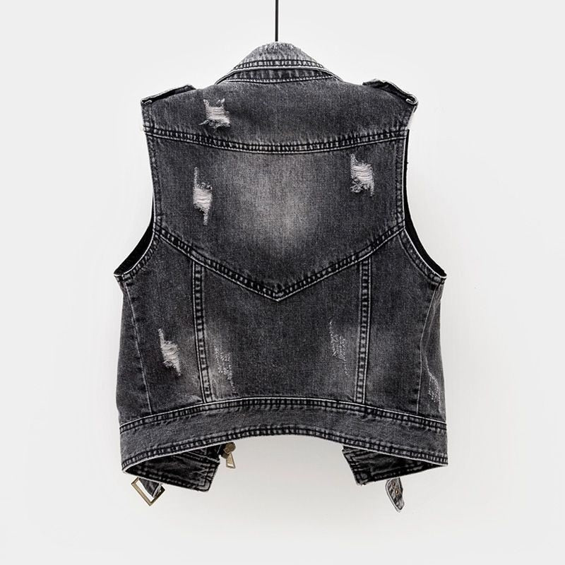 Smokey grey fashion denim vest