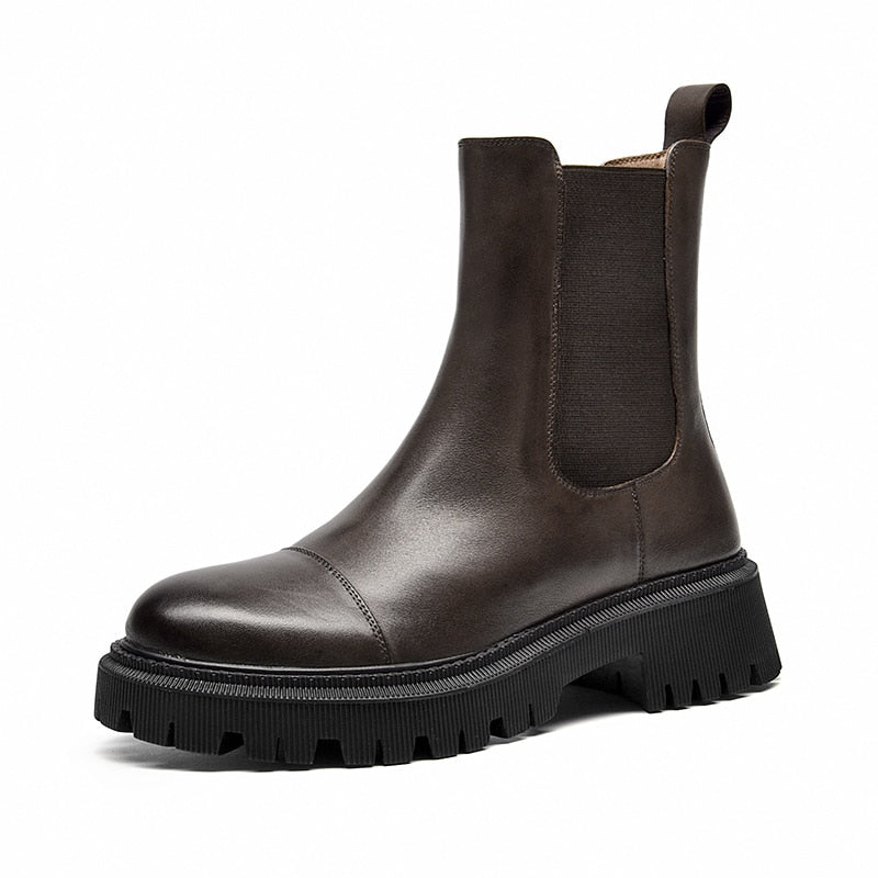 Genuine leather Chelsea short boots