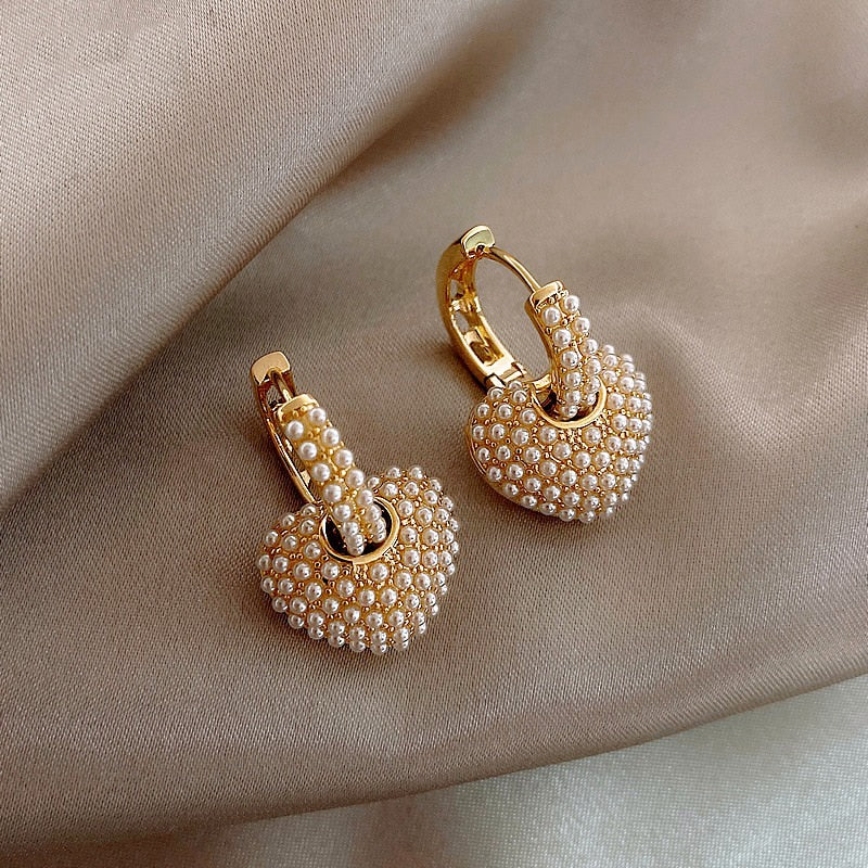 Heart pearl elegant earrings