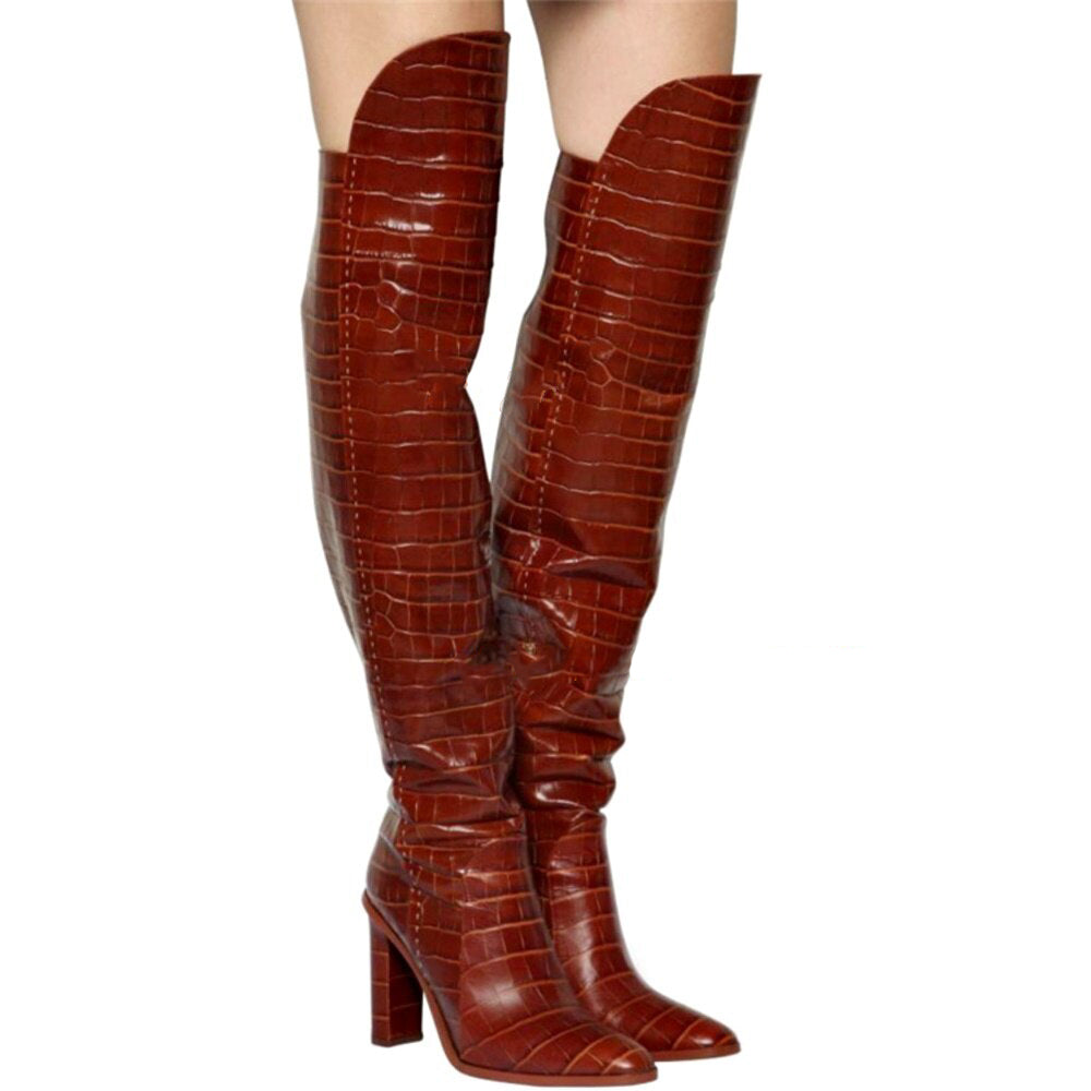 Eloise over the knee croc PU boots