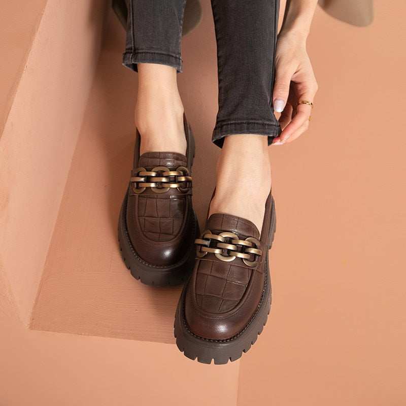 Bella genuine leather chunky loafers