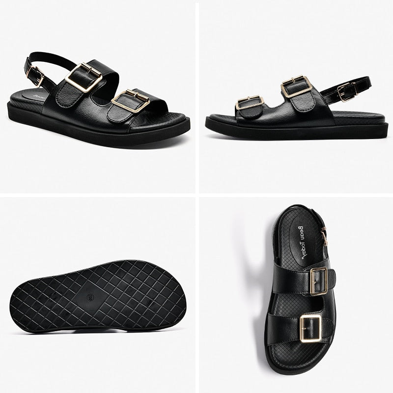 Genuine Cow Leather Buckle Strap Summer Sandals