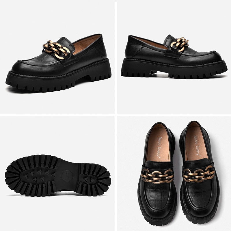 Bella genuine leather chunky loafers