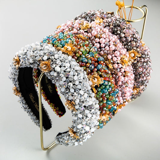 Luxuriöses, dickes Stirnband mit Perlen