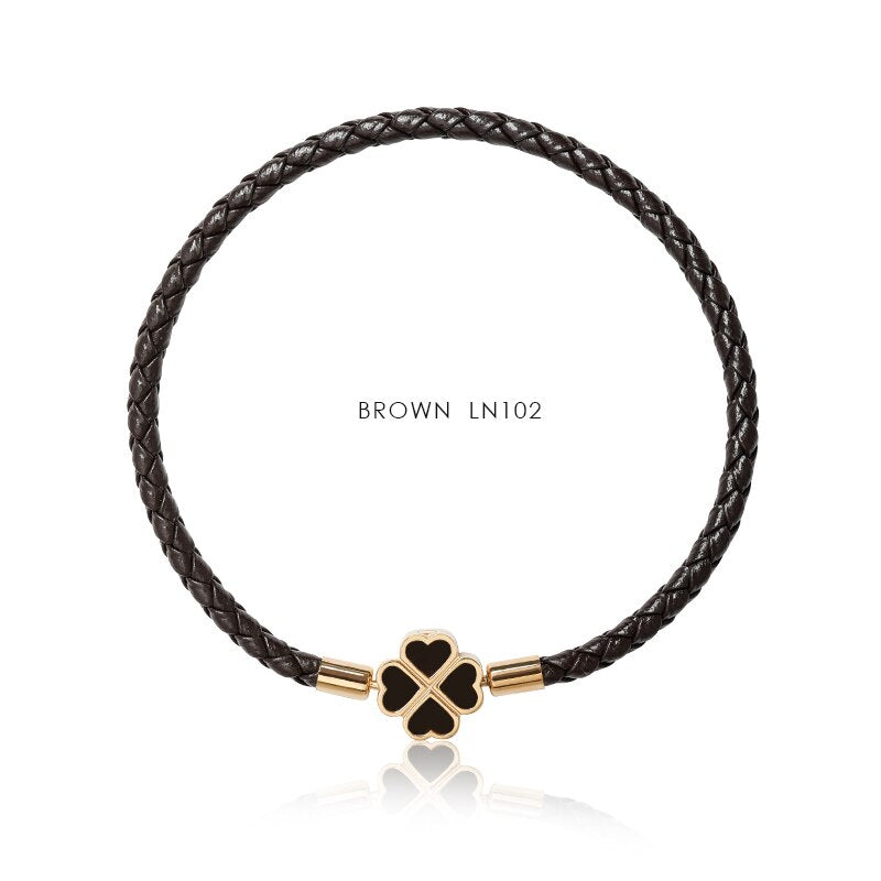 Braided leather stainless steel bracelet