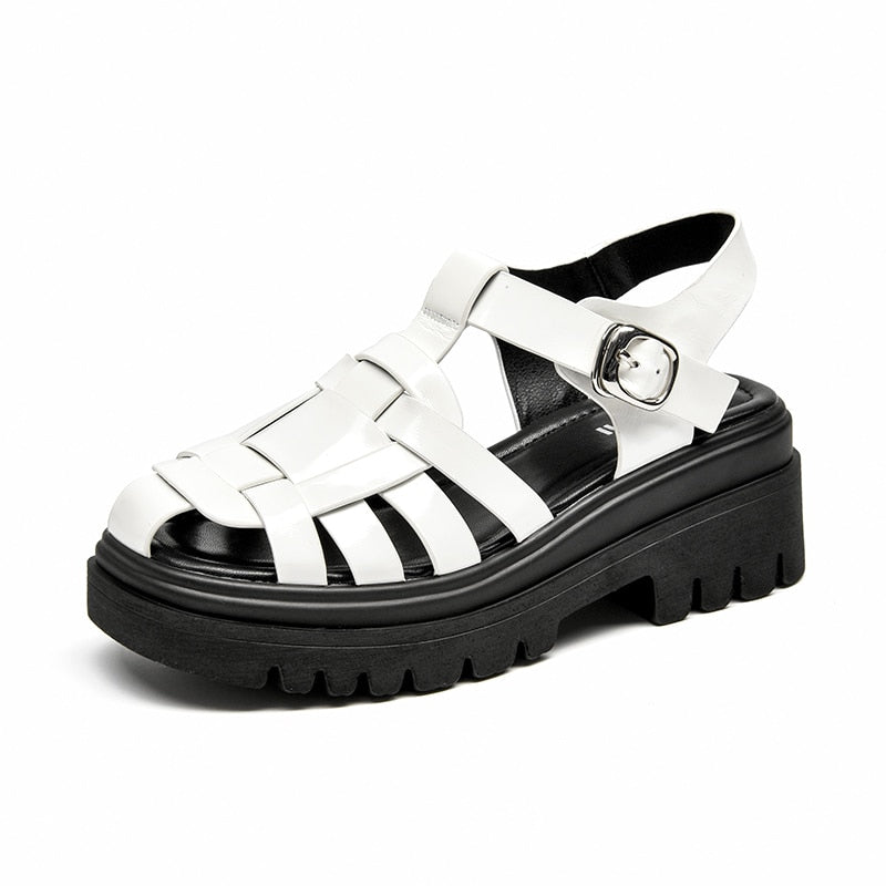 Genuine leather chunky spring/summer sandals