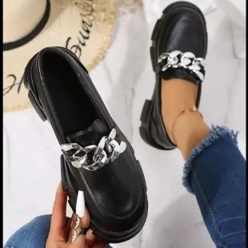 Slip on PU leather chunky loafers