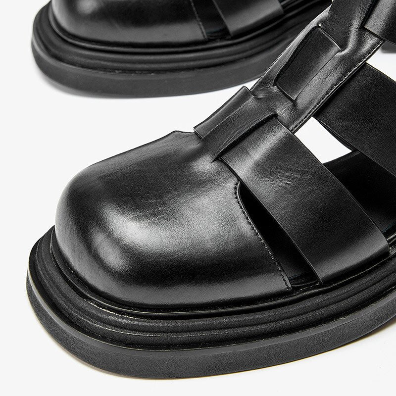 Genuine leather gladiator boots