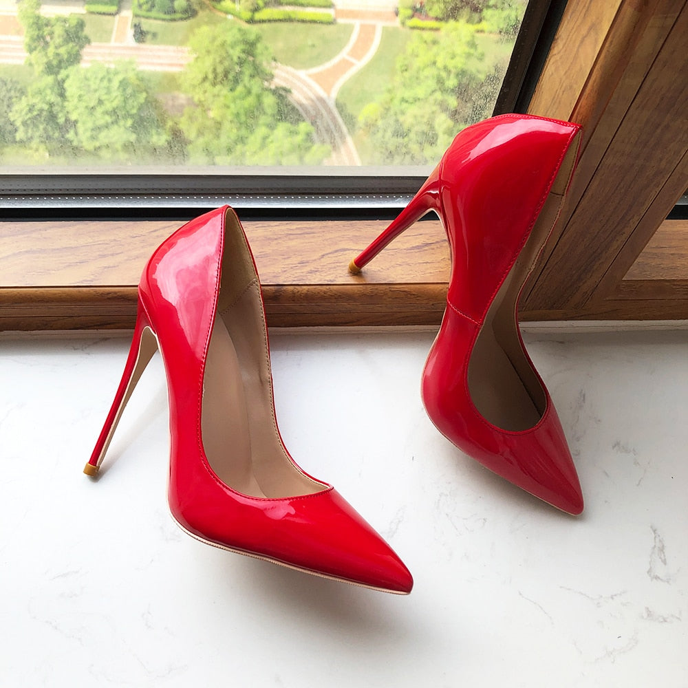 Luxury patent red pumps
