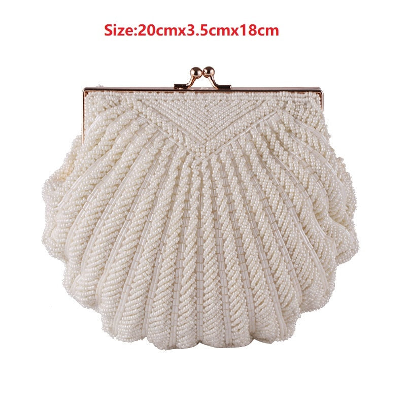 Pearl beaded evening clutch bag